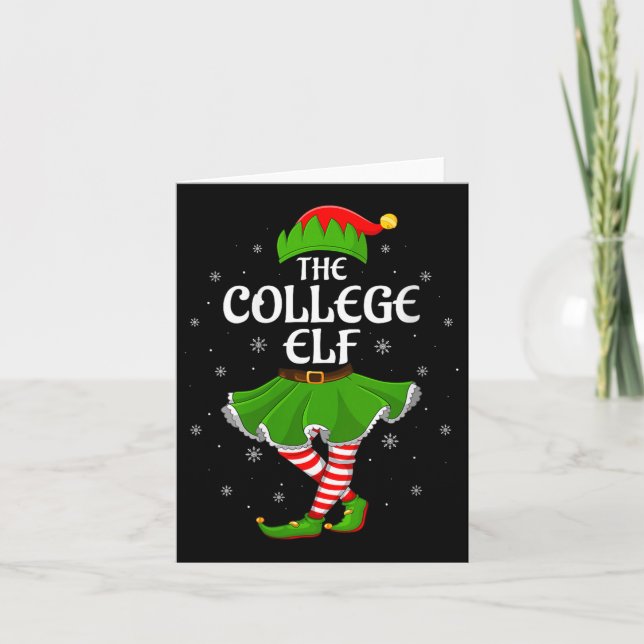 Womens College Elf Christmas Family Girls Women El Card (Front)