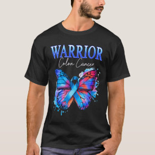 Womens colon cancer awareness warrior survivor blu T-Shirt