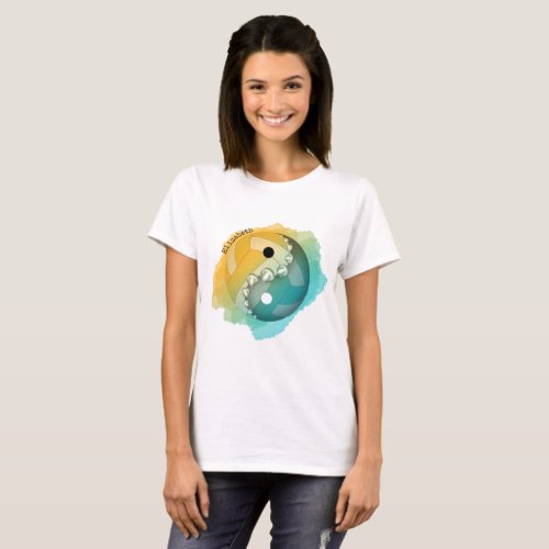 Womens color splash yin and yang volleyball T_Shirt
