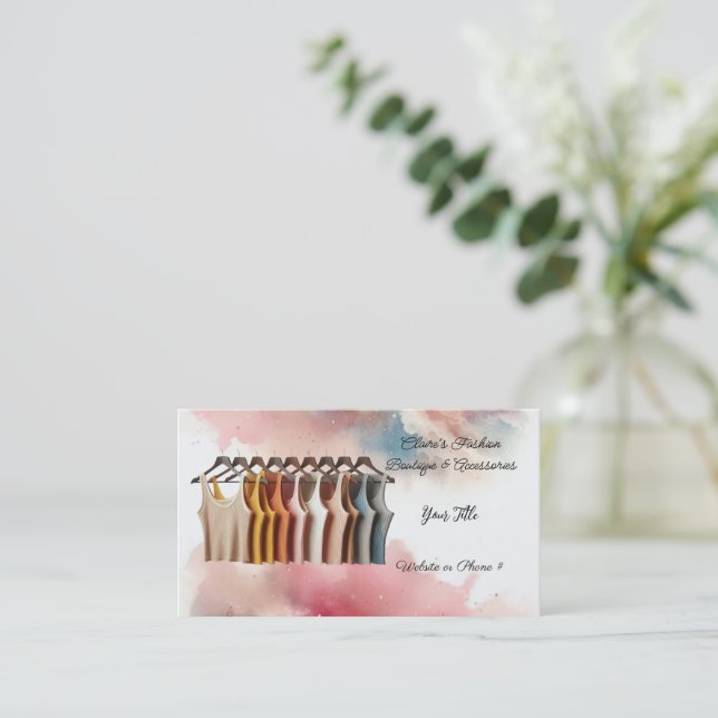 Women's Colored Tank Tops Boutique Business Card (Standing Front)
