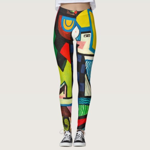 Womens Colorful Abstract Modern Art Yoga Pants 