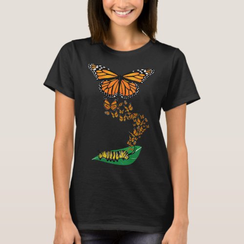 Womens Colorful Caterpillar To Monarch Butterfly M T_Shirt