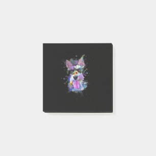 Womens Colorful Schnauzer Dog Design V-Neck Post-it Notes