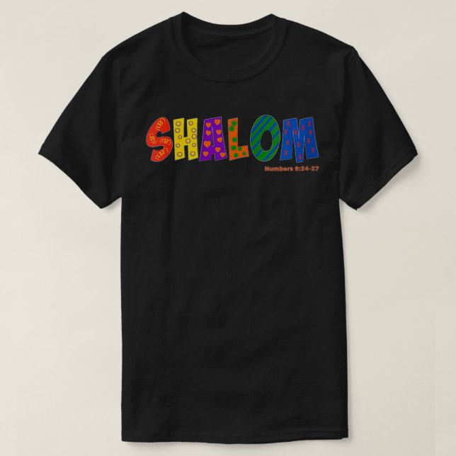 Womens Colorful Shalom VNeck  T-Shirt (Design Front)