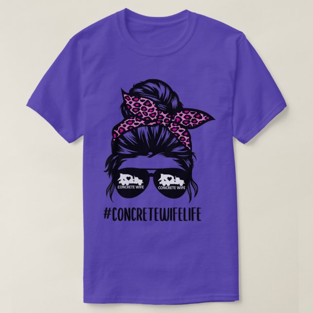 Womens Concrete Wife Life messy bun hair Concrete  T-Shirt (Design Front)