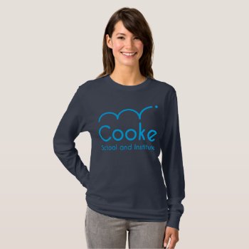 Women's Cooke Long-sleeve Shirt  Navy T-shirt by CookeSchoolNYC at Zazzle