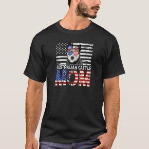 Womens Cool Australian Cattle Mom Usa Flag Patriot T-Shirt