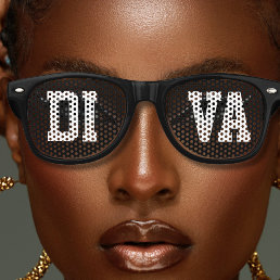 Women&#39;s Cool Black Bold Letter Diva Retro Sunglasses
