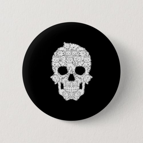 Women's cool kitty skull skeleton  button