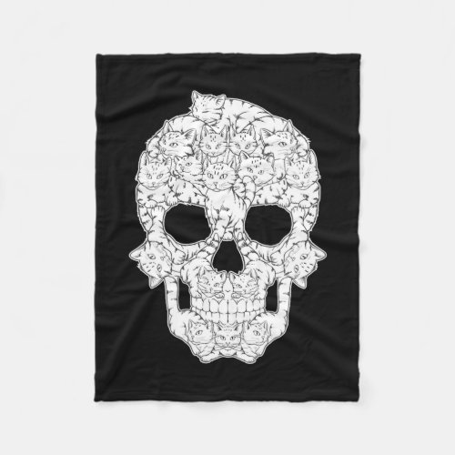 Women's cool kitty skull skeleton  fleece blanket