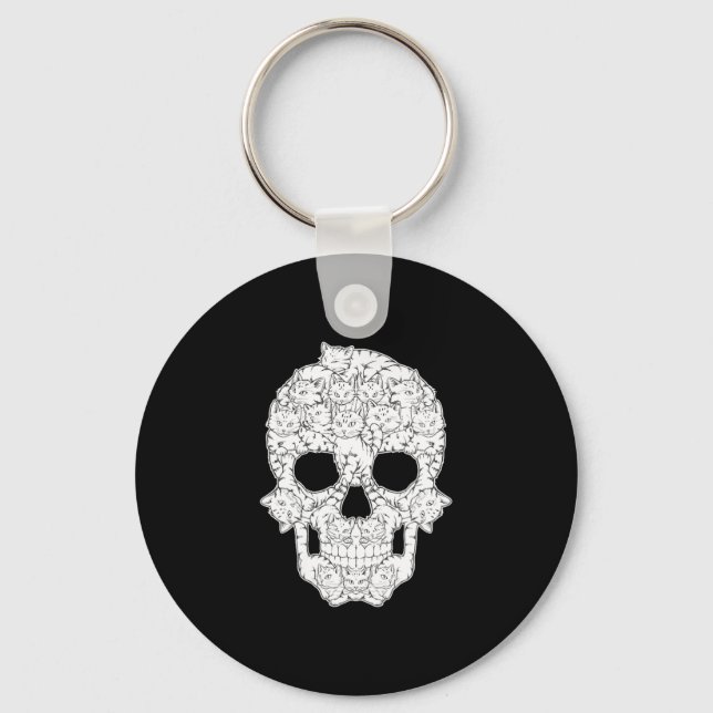 Women's cool kitty skull skeleton  keychain (Front)