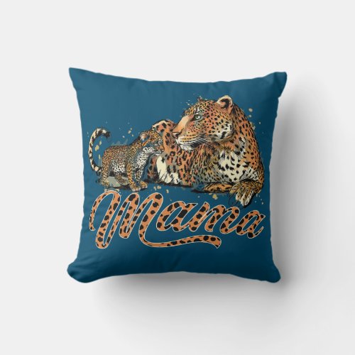 Womens Cool Mama Leopard Cheetah Print  Throw Pillow