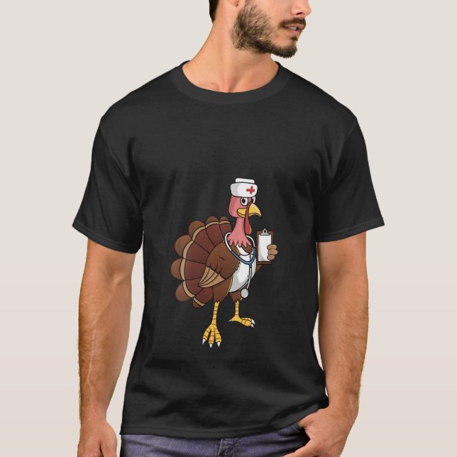 Womens Cool Turkey Nurse Thanksgiving Bird Nursin T-Shirt (Front)