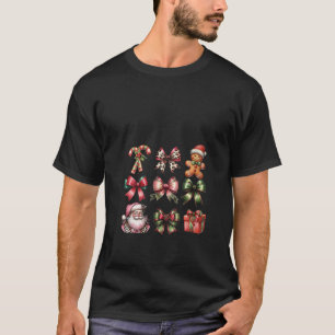 Womens Coquette Christmas Bow Santa Gingerbread Ca T-Shirt