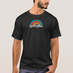 Womens CORAL GABLES FL Retro Script With Rainbow T-Shirt