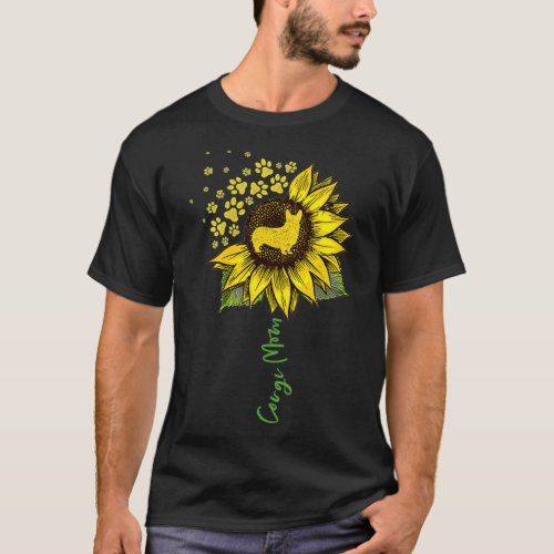 Womens Corgi Mom Sunflower Corgi Lover Gifts Dog M T_Shirt