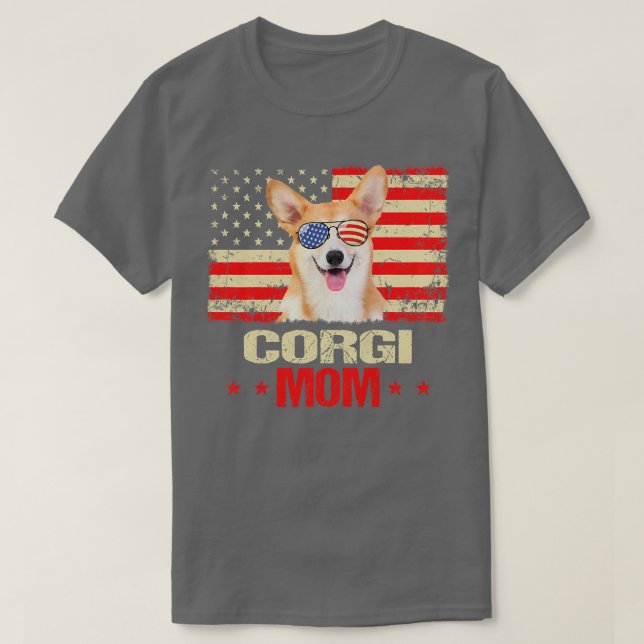 Womens Corgi Mom Usa Flag Dog Lover Mothers Day176 T-Shirt (Design Front)