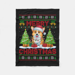 Womens Corgi Ugly Christmas Sweaters Funny Pet Dog Fleece Blanket