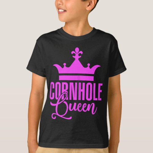 Womens Cornhole Queen Beanbags Tossing Sports Lawn T_Shirt