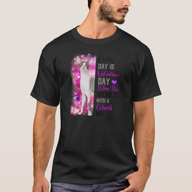 Womens Cornish Rex Cat Mom Valentines Day Cat Mama T-Shirt (Front)