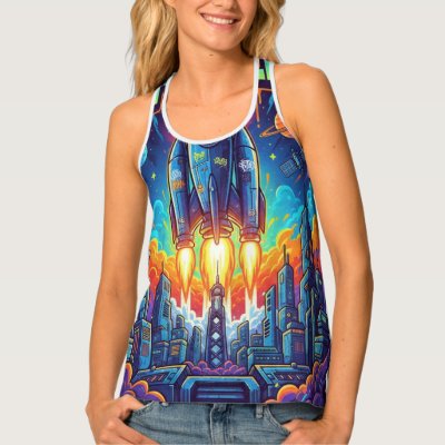 Women's Cosmic Space Galaxy Graphic Tank Top