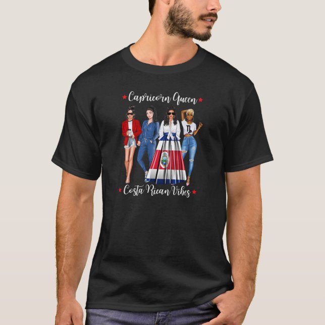 Womens Costa Rican Capricorn Queen January Decembe T-Shirt (Front)