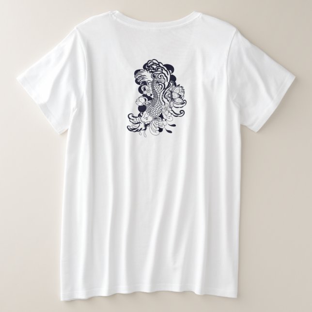 Women's COTTON  T-Shirt W/JAPANESE Fish (Design Back)