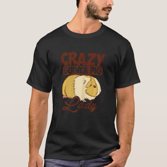 Womens Crazy Guinea Pig Lady Graphic Animal Lover  T-Shirt (Front)