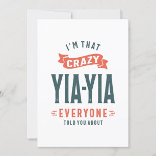 Womens Crazy Yia-Yia Grandma Mother's Day Gift Invitation