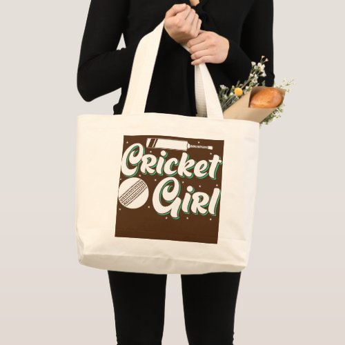 Womens Cricket Girl  Large Tote Bag