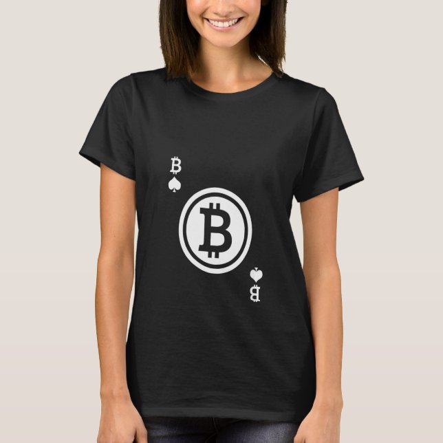 Womens Crypto Currency Btc Bitcoin Coin Playing Ca T-Shirt (Front)