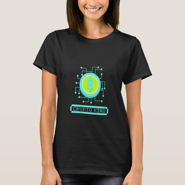 Womens Crypto King Bitcoin Retro Gaming Style Cryp T-Shirt (Front)