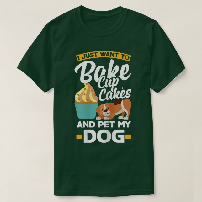Womens Cupcake Baking Dog Owner T-Shirt (Design Front)