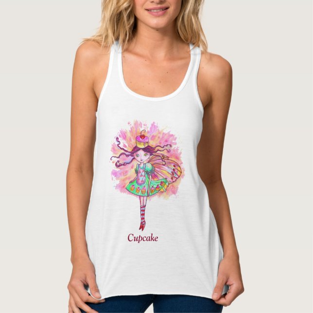 Women's Cupcake Fairy Slim Fit Racerback Tank Top (Front)