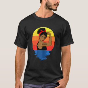 Womens Curly Black Queen Afro African American T-Shirt