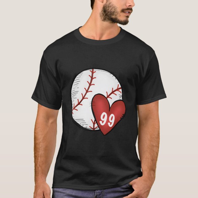 Womens Custom Baseball Mom Number 99 Heart For Mom T-Shirt (Front)