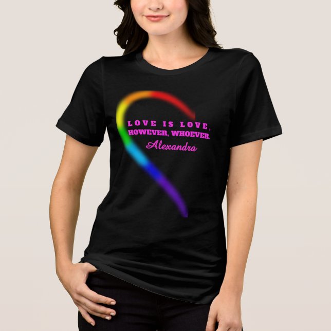 Womens Custom Name Couple Pride Shirt - Left Half  (Front)