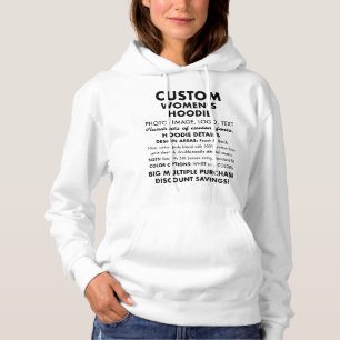 Women's Custom Personalized Classic White Hoodie