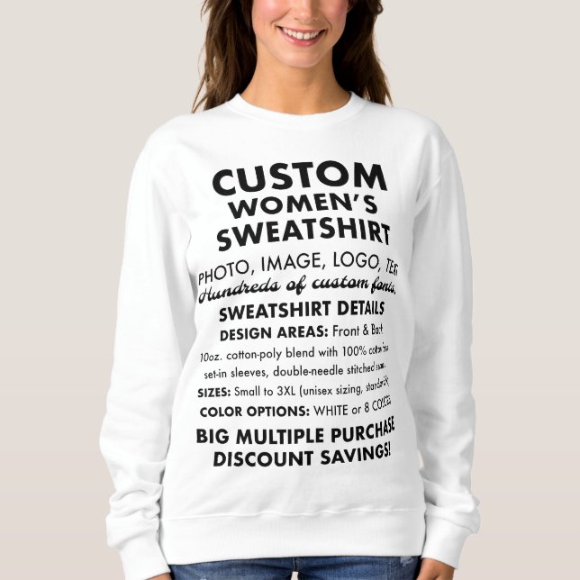 Women's Custom Personalized Sweatshirt - 9 Colors (Front)