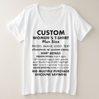 Women's Custom White Plus Size T-Shirt
