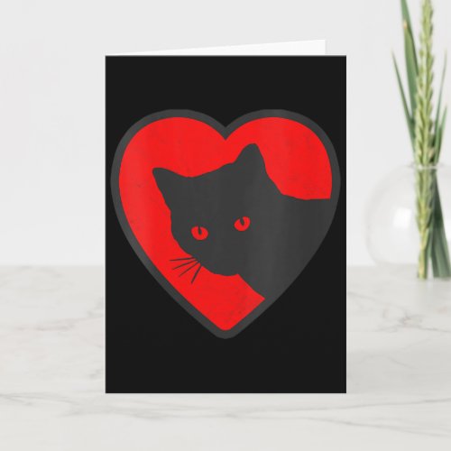 Womens Cute & Funny Black Cat Valentines Heart Card