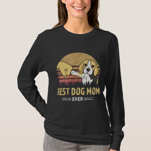 Womens Cute Best Beagle Mom Ever Retro Vintage T_Shirt
