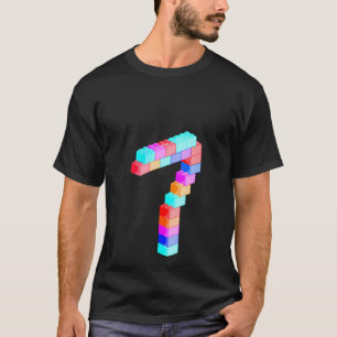 Womens Cute Block Building 7th Birthday 7 Years O T-Shirt
