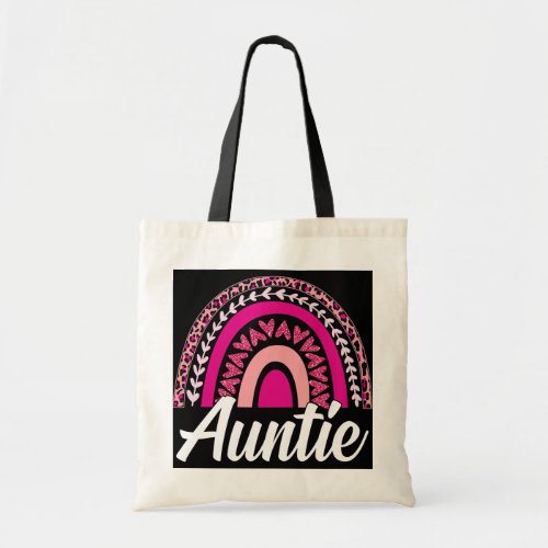 Womens Cute Boho Rainbow Auntie Pink Leopard With Tote Bag