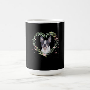 Womens Cute Boston Terrier Mom Flower Dog Lover Coffee Mug