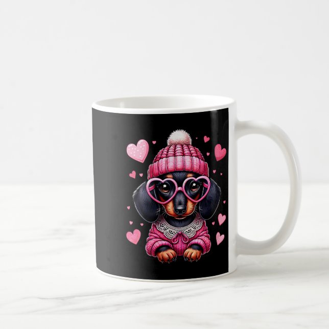 Women's Cute Dachshund Valentines Heart Dog Lover  Coffee Mug (Right)
