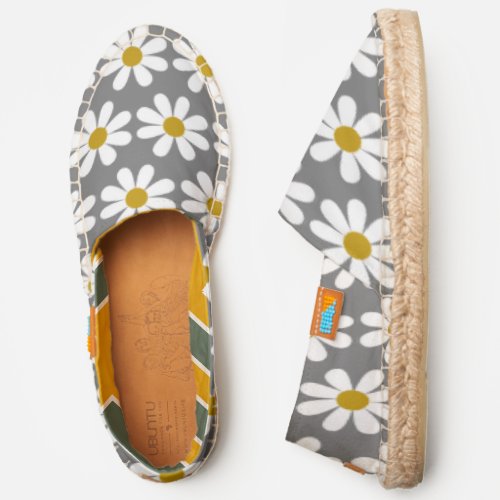 Womens Cute Daisy Floral Pattern Espadrilles