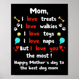 Womens cute dog mom mothers day, happy mothers day poster