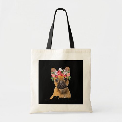 Womens Cute French Bulldog Mama Flower Dog Lover Tote Bag