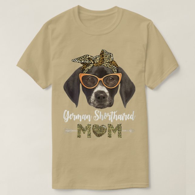 Womens Cute German Shorthaired Mom Leopard Dog Mom T-Shirt (Design Front)